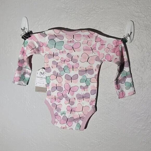 Honest baby long sleeve butterfly body suit 6-9 month girl 4pc set, Nwt 4 pack - Picture 5 of 6